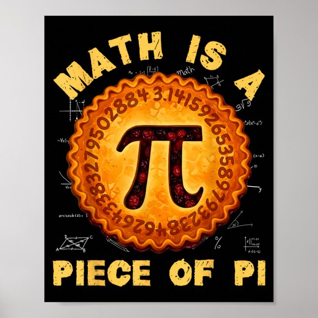 Funny day math is a piece of retro pie teachers poster (Front)