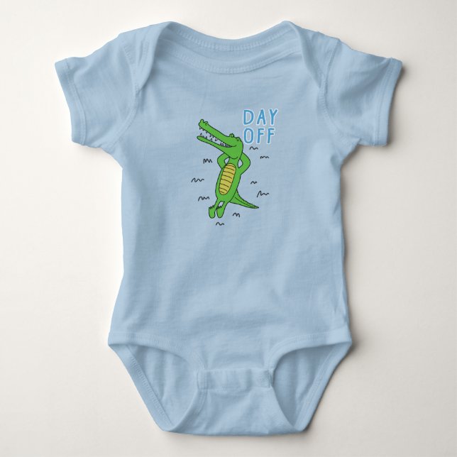 Funny Day Off Crocodile Baby Bodysuit (Front)