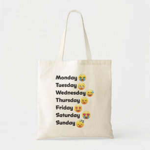 Funny Days of the Week Emoji faces Tote Bag
