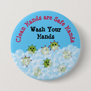 Funny Dead Germs Wash Your Hands 7.5 Cm Round Badge