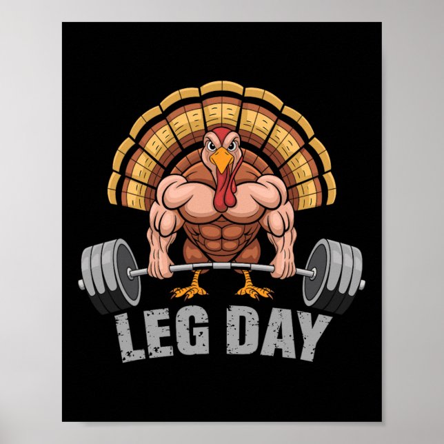 Funny Deadlifting Turkey Leg Day Thanksgiving Dead Poster (Front)