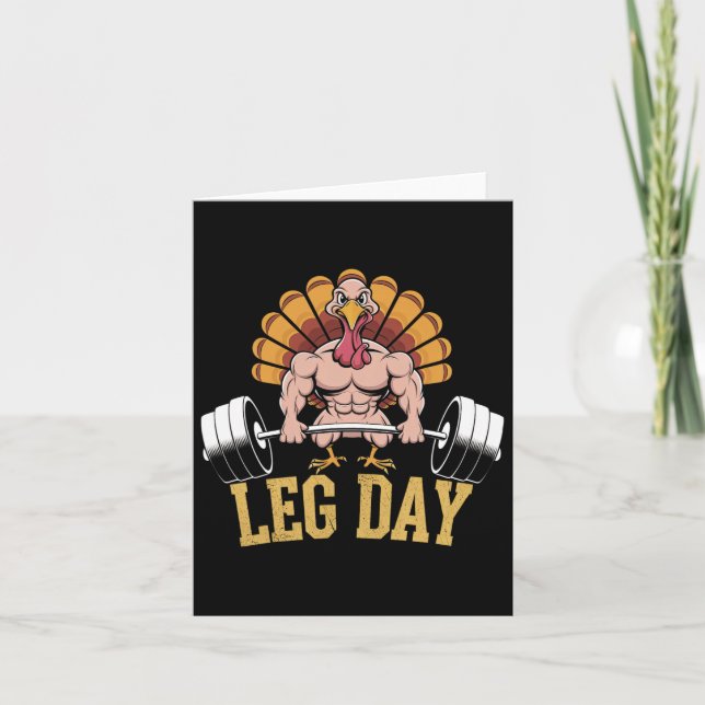 Funny Deadlifting Turkey Thanksgiving Leg Day Dead Card (Front)