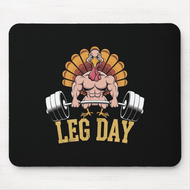 Funny Deadlifting Turkey Thanksgiving Leg Day Dead Mouse Mat (Front)