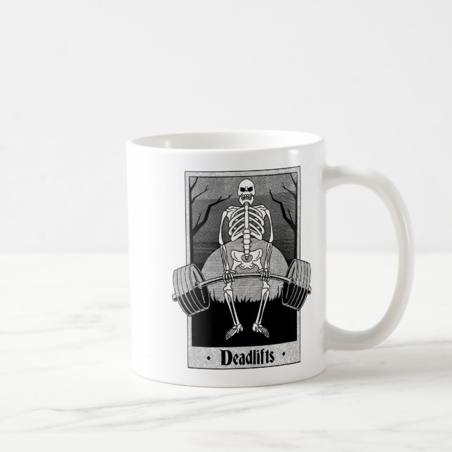 Funny Deadlifts Weightlifter Skeleton Halloween Gy Coffee Mug (Right)