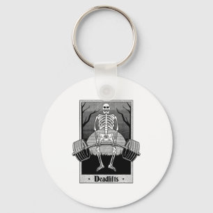 Funny Deadlifts Weightlifter Skeleton Halloween Gy Key Ring