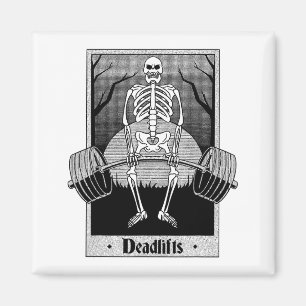 Funny Deadlifts Weightlifter Skeleton Halloween Gy Magnet