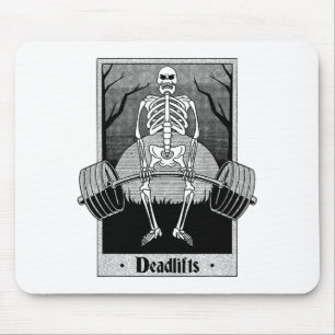 Funny Deadlifts Weightlifter Skeleton Halloween Gy Mouse Mat
