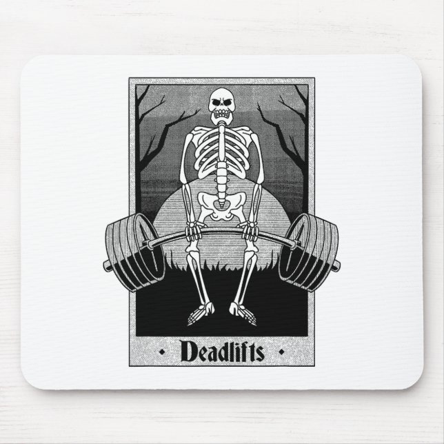 Funny Deadlifts Weightlifter Skeleton Halloween Gy Mouse Mat (Front)