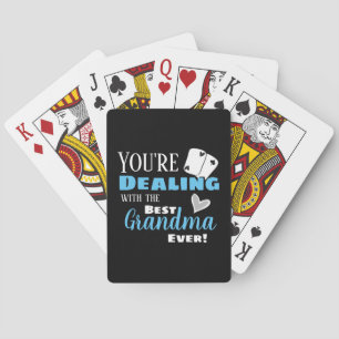 Funny Dealing with the Best Grandma Light Blue Playing Cards