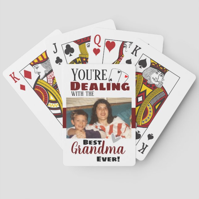 Funny Dealing with the Best Grandma One Photo Playing Cards (Back)