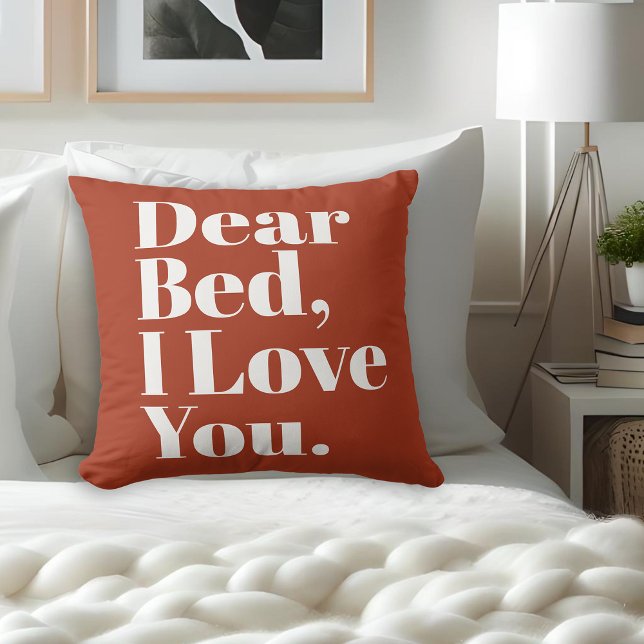Funny Dear Bed, I Love You Chinese Red and White Cushion (Creator Uploaded)