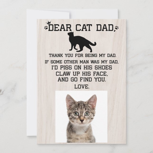 funny Dear Cat Dad photo collage Father's Day Than Thank You Card (Front)