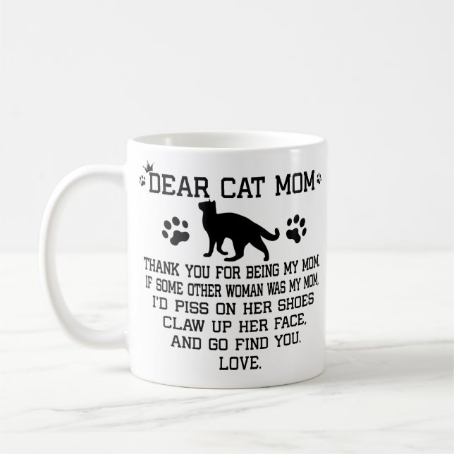 funny Dear Cat mum photo collage and cat's name Coffee Mug (Left)