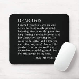 Funny Dear Dad Letter From Daughter Customised  Mouse Mat