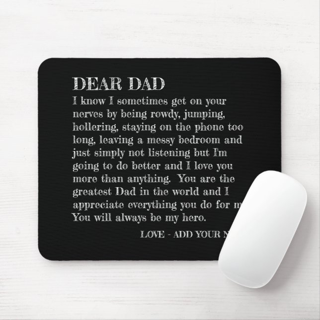 Funny Dear Dad Letter From Daughter Customised  Mouse Mat (With Mouse)