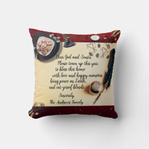 Funny "Dear God and Santa" Note and Quill Pen Cushion