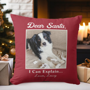 Funny Dear Santa Cat Christmas Photo Cushion
