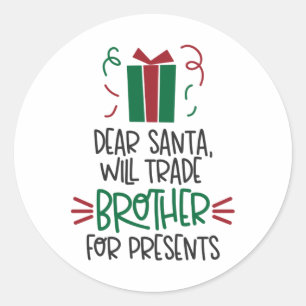 Funny Dear Santa Girls Christmas  Classic Round Sticker