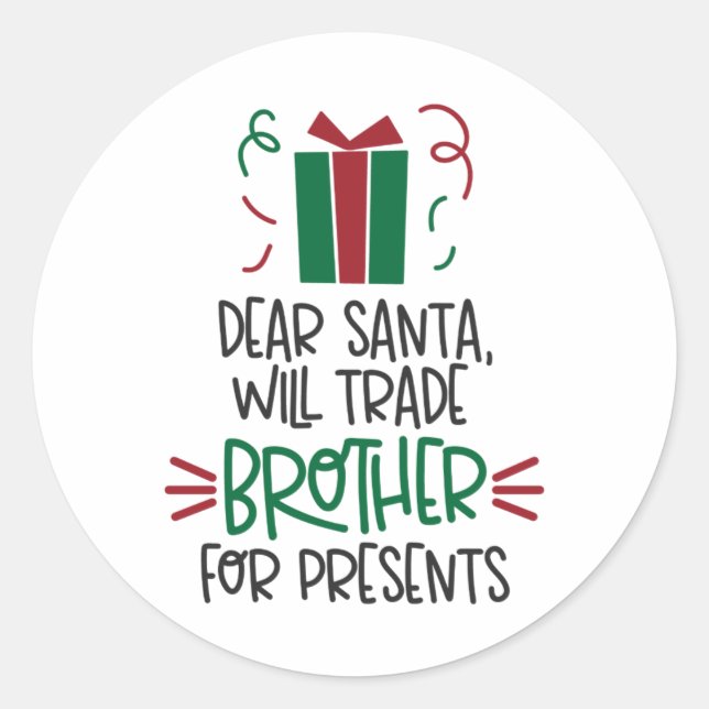 Funny Dear Santa Girls Christmas  Classic Round Sticker (Front)