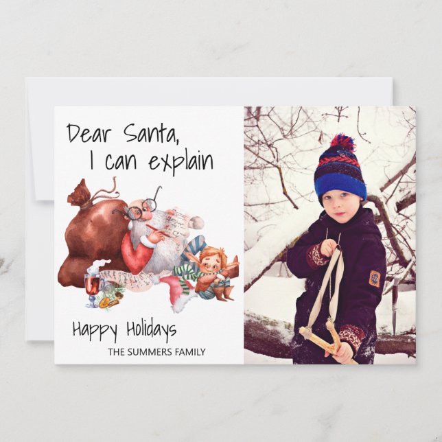 Funny Dear Santa I can Explain Photo Christmas Holiday Card (Front)