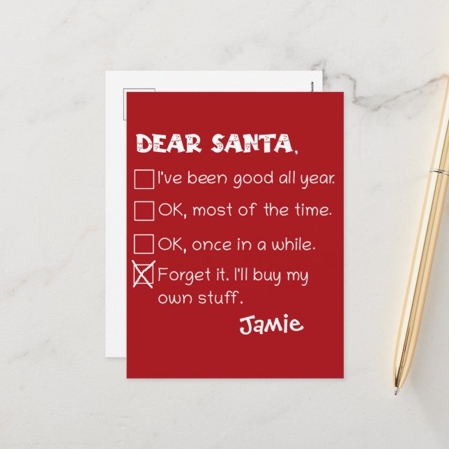 Funny Dear Santa I've Been Good Holiday Checklist (Front/Back In Situ)