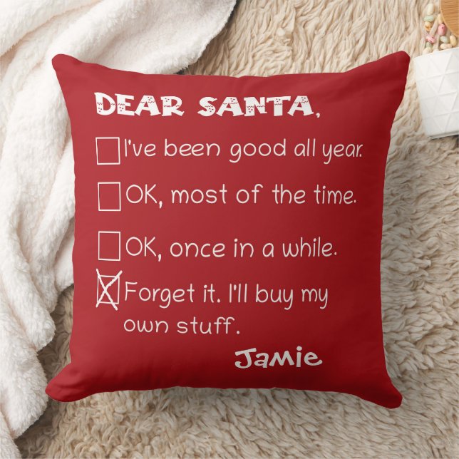 Funny Dear Santa I've Been Good Holiday Checklist Cushion (Blanket)