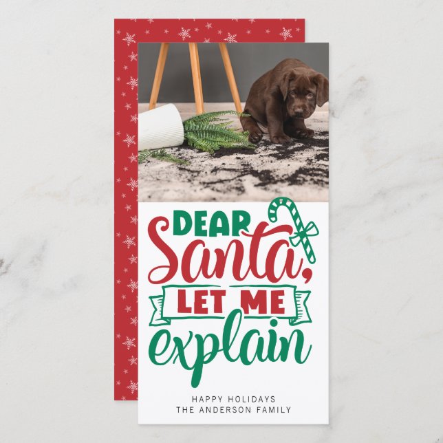 Funny Dear Santa Let Me Explain Photo Holiday Card (Front/Back)