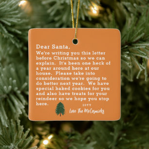 Funny Dear Santa Letter Family Personalized Ceramic Ornament