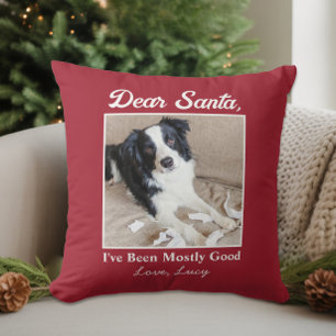 Funny Dear Santa Pet Dog Cat Christmas Photo Cushion
