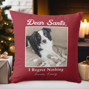 Funny Dear Santa Pet Dog Cat Christmas Photo Cushion