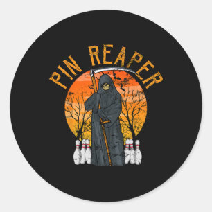 Funny Death Bowling Grim Reaper Bowler Gifts Men O Classic Round Sticker