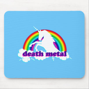 Funny Death Metal Unicorn and Rainbow Mouse Mat