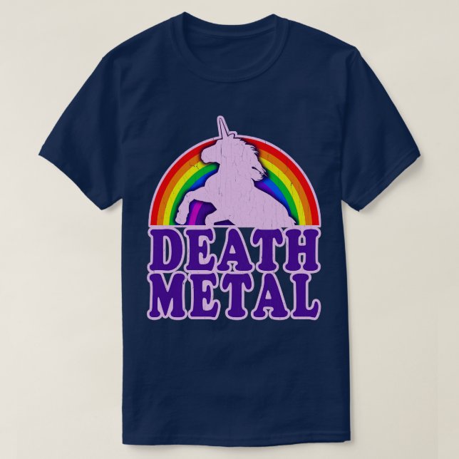 Funny Death Metal Unicorn Rainbow  T-Shirt (Design Front)