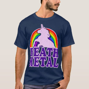 Funny Death Metal Unicorn Rainbow  T-Shirt
