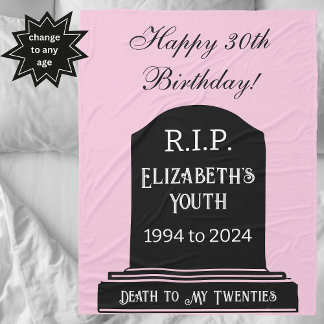 Funny Death to my Youth Tombstone Birthday Gift Fleece Blanket