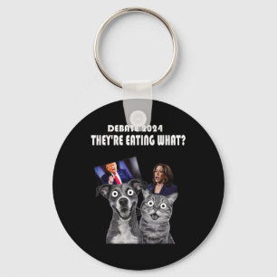 Funny Debate Election 2024 Pets Dog Cat They're Ea Key Ring