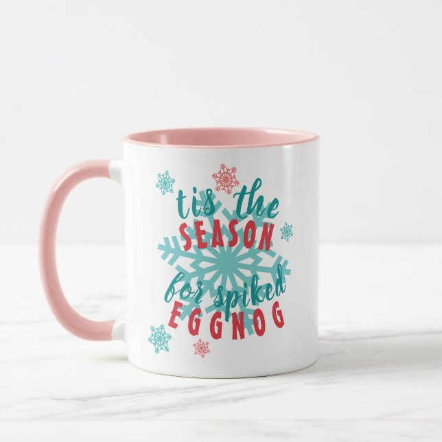 Funny December Winter Season Eggnog Quote Word Mug (Left)