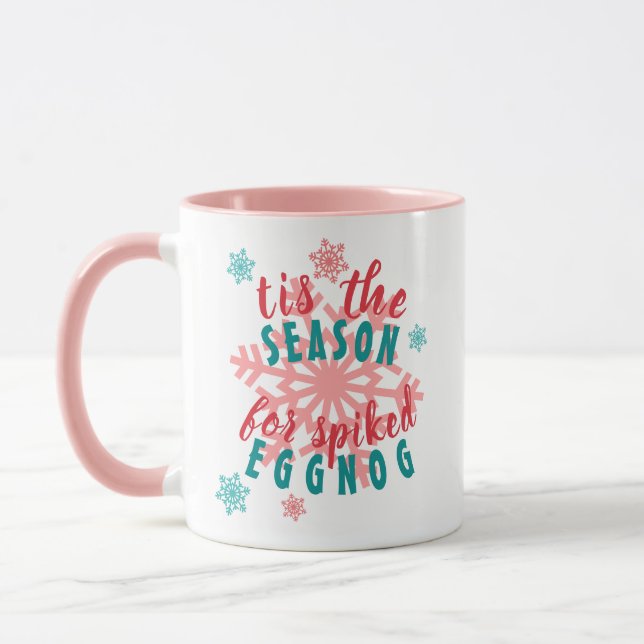 Funny December Winter Season Eggnog Quote Word Mug (Left)