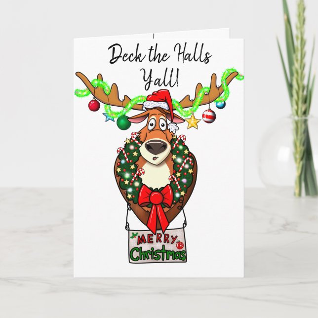 Funny Deck the Halls Y’all Family Christmas Card (Front)