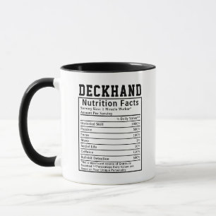 Funny Deckhand Nutrition Facts Staff Worker Gift Mug