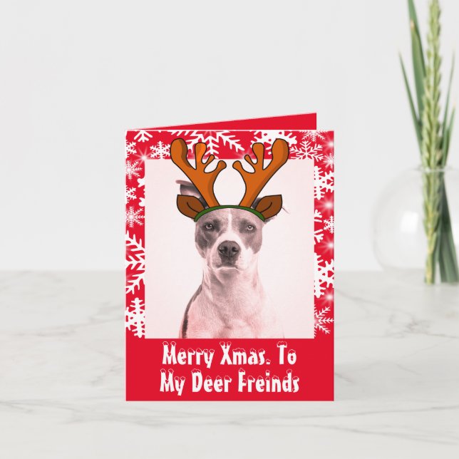 Funny Deer diadem pet photo snowflakes Invitation (Front)