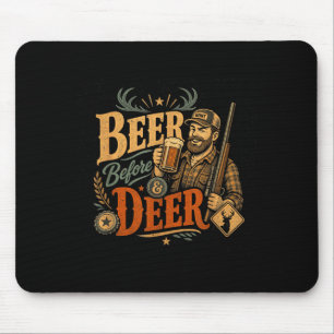 Funny deer hunt beer dad father's day retro 70s mouse mat