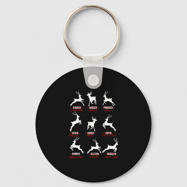 Funny Deer Hunters All of Santa's Reindeer Hunting Key Ring (Front)
