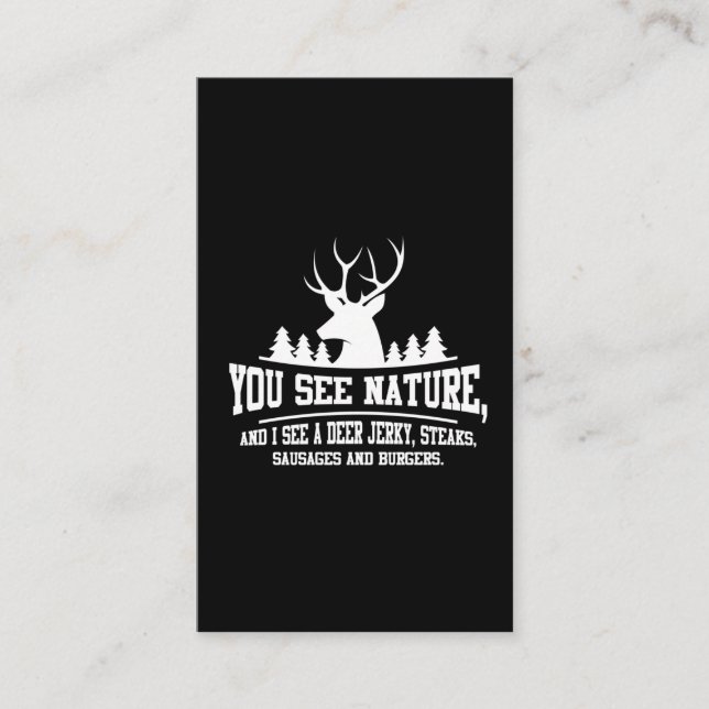 Funny Deer Hunting Animal Hunter Steaks Burger Business Card (Front)