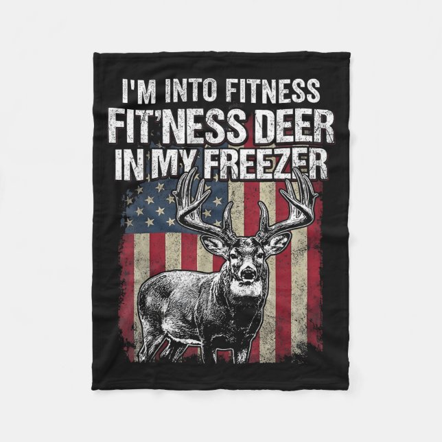 Funny Deer Hunting Art For Men Women Wildlife Hunt Fleece Blanket (Front)