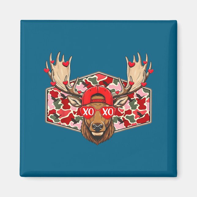 Funny Deer Hunting Buck Camo Valentines Day Men Wo Magnet (Front)