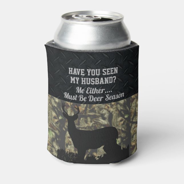 Funny Deer Hunting Husband Beer Cooler (Can Back)