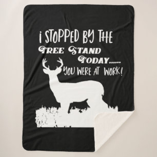 Funny Deer Hunting Men Black and White Hobby Sherpa Blanket