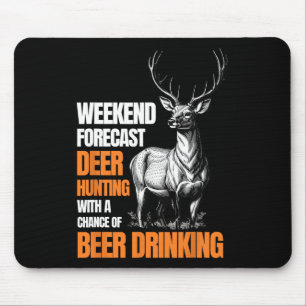 Funny Deer Hunting Season Hunter Drinking Beer For Mouse Mat