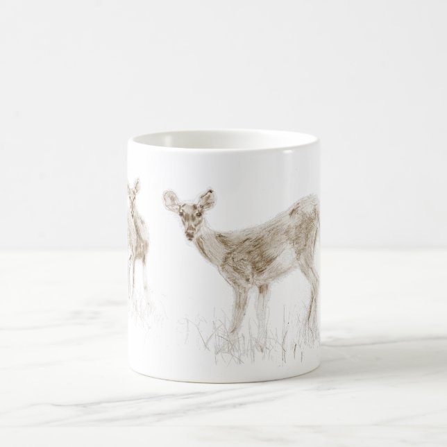 Funny Deer Illustration Coffee Mug (Center)